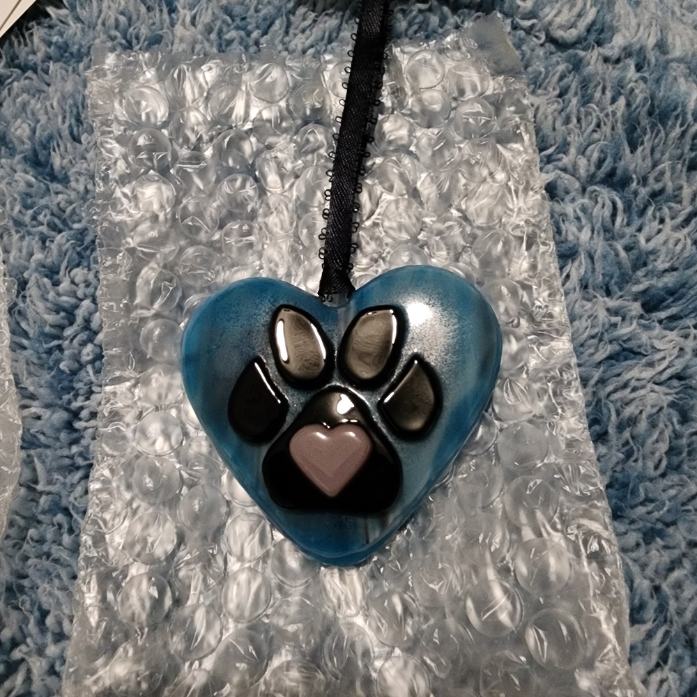Paw print glass ornament